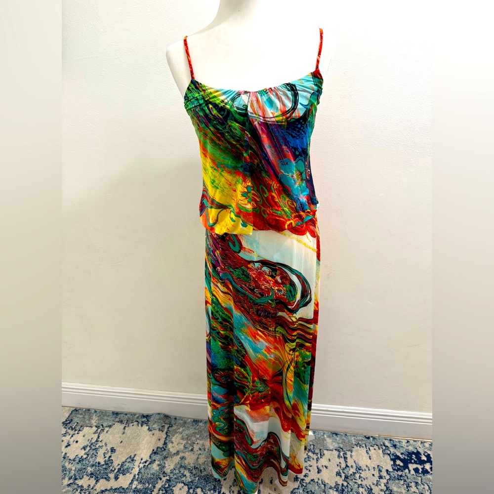 S-Twelve Maxi Dress with elastic Waistband Size S EUC
